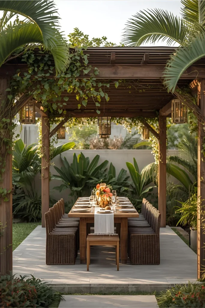Wooden Pergola Dining Area