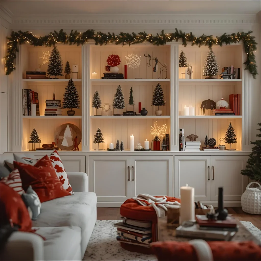 bookshelf-decorated-for-Christmas