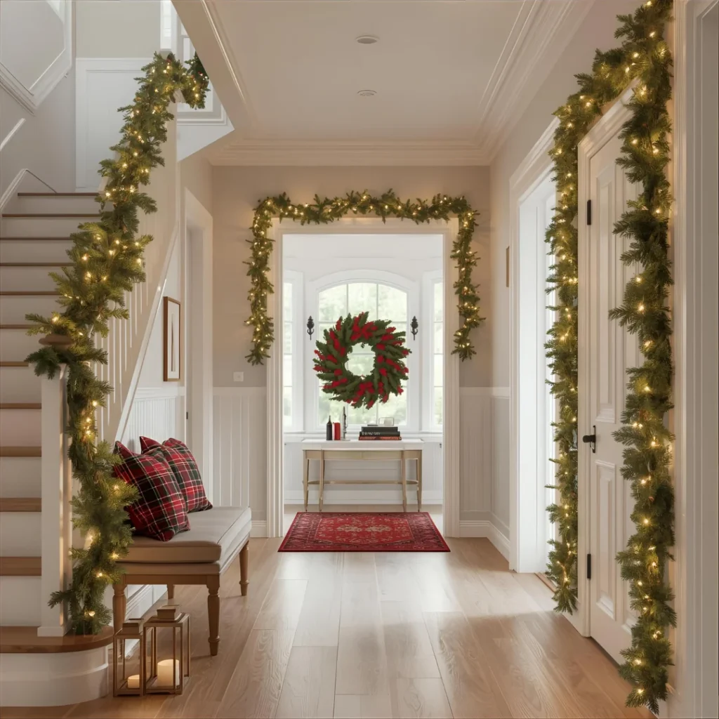 modern-hallway-decorated-for-Christmas