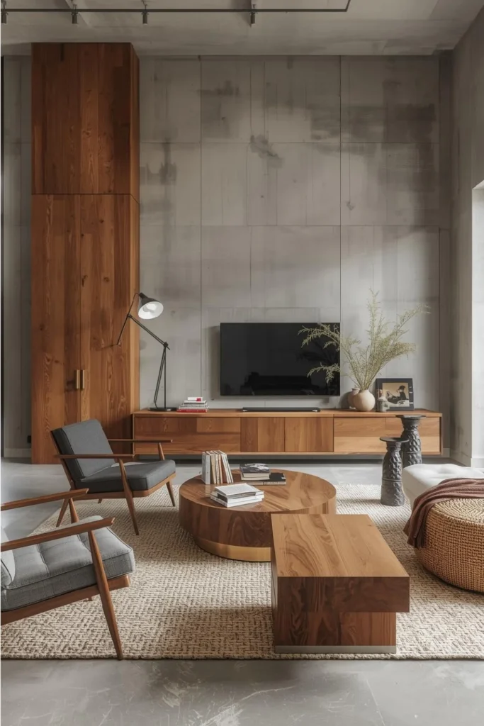 Raw Wood Meets Concrete