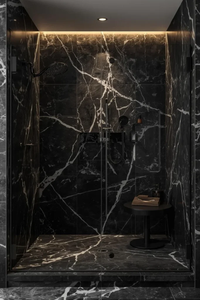 Black Marble Shower Walls