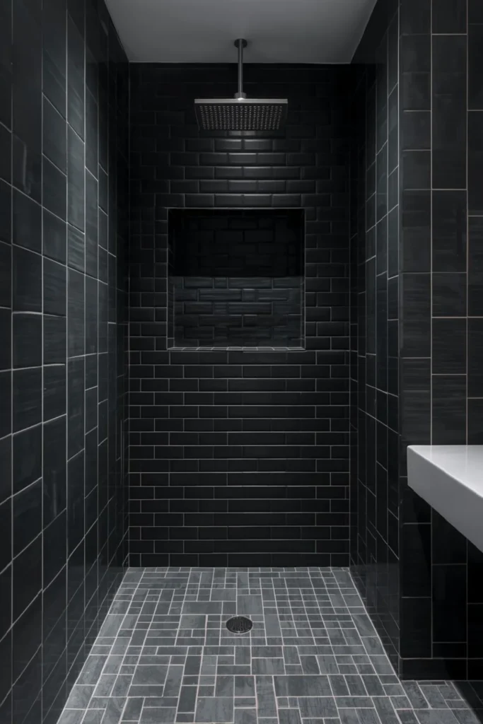 Black Shower Niches and Storage
