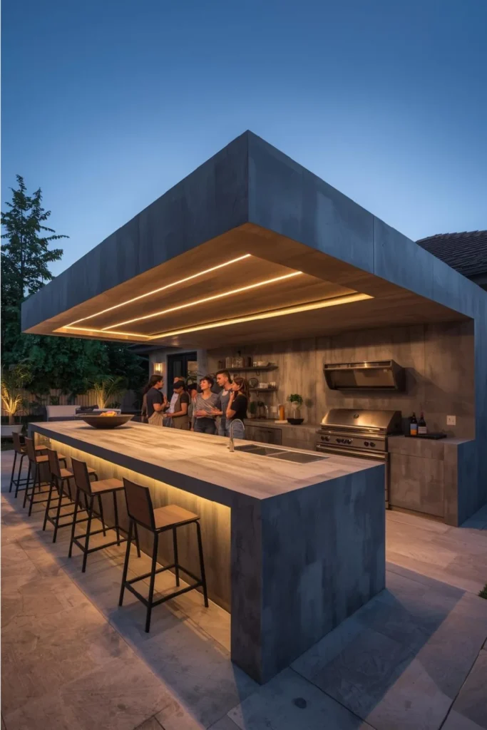Concrete Island Kitchen for Entertaining 2