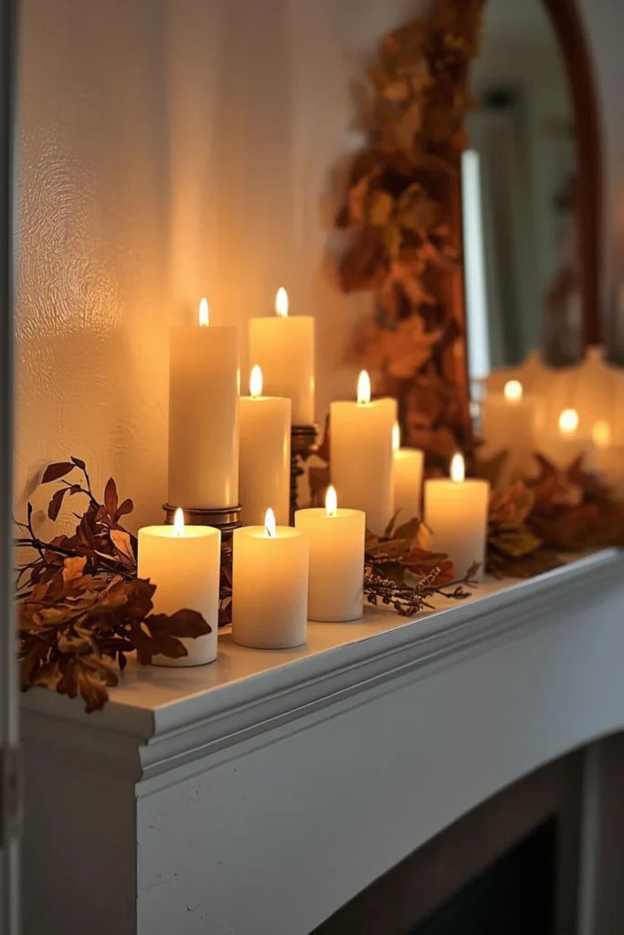Cozy Candlelit Fall Mantle Styling2