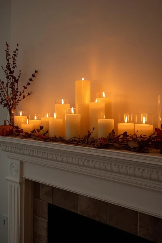 Cozy Candlelit Fall Mantle Styling3