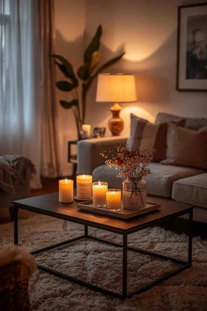 Cozy Candlelit Living Room for Valentine Evenings 3