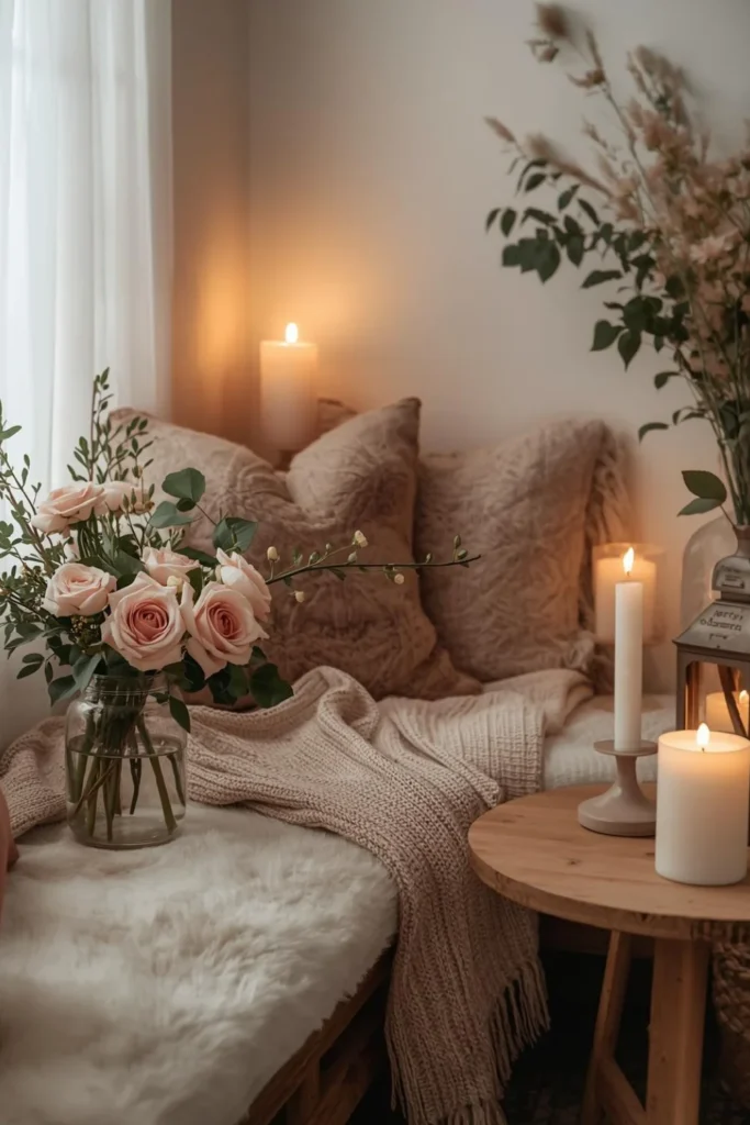Cozy Candlelit Nooks with Romantic Florals 1