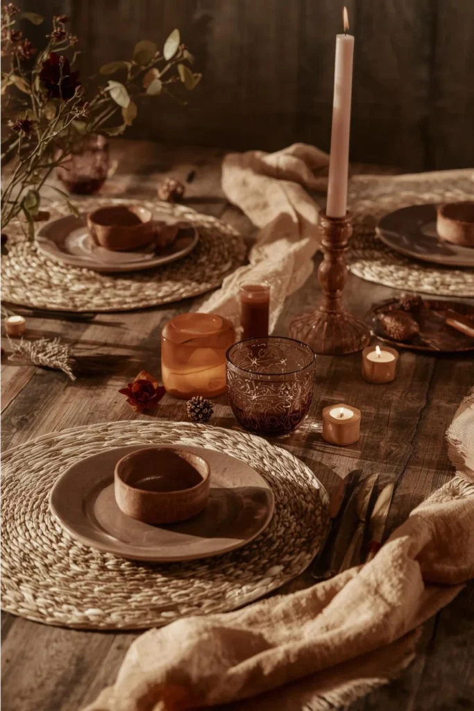 Cozy Rustic Table with Warm Textures