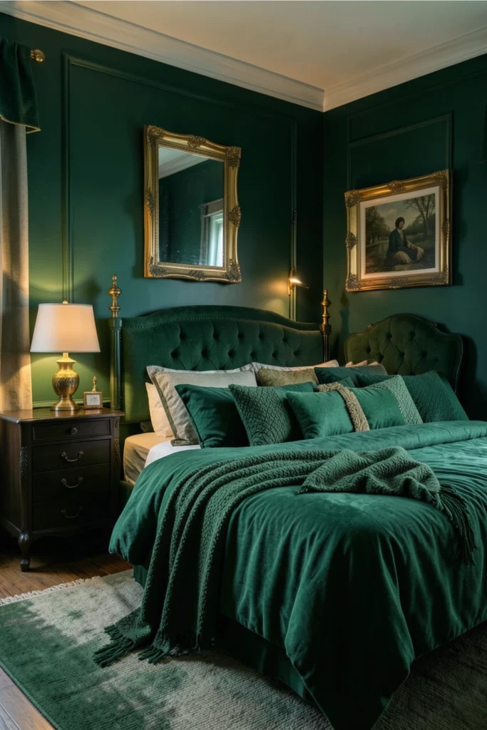 Emerald Green Bedroom That Leans Vintage
