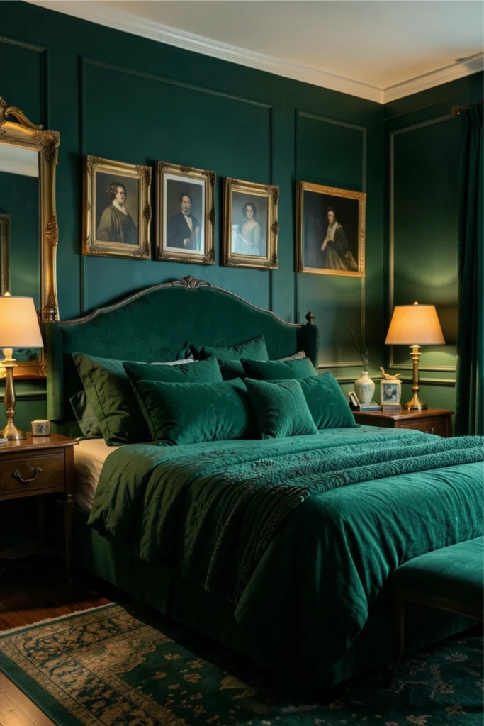 Emerald Green Bedroom That Leans Vintage2