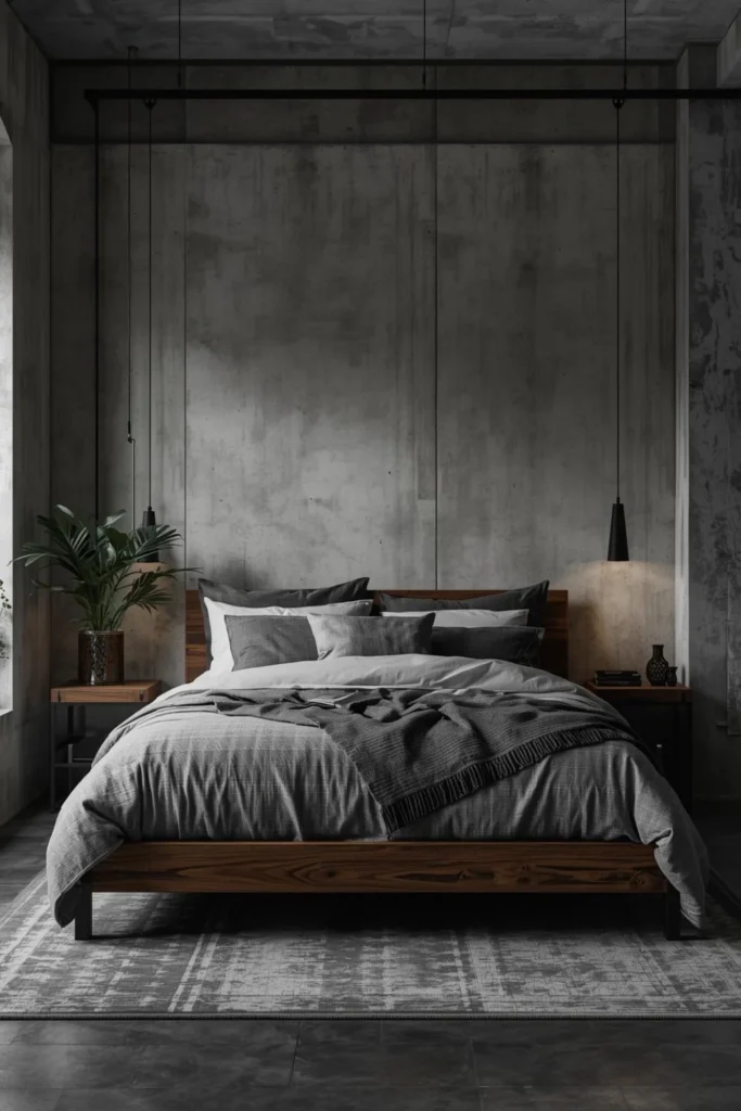Industrial Masculine Bedroom with Raw Materials