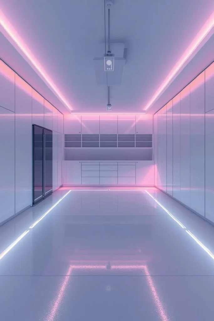 LED Lit Minimalist Garage Interior