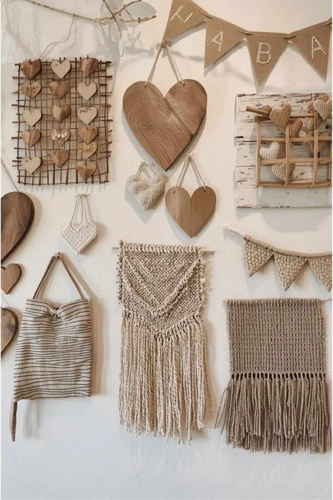 Layered Wall Displays with Hearts and Textures2