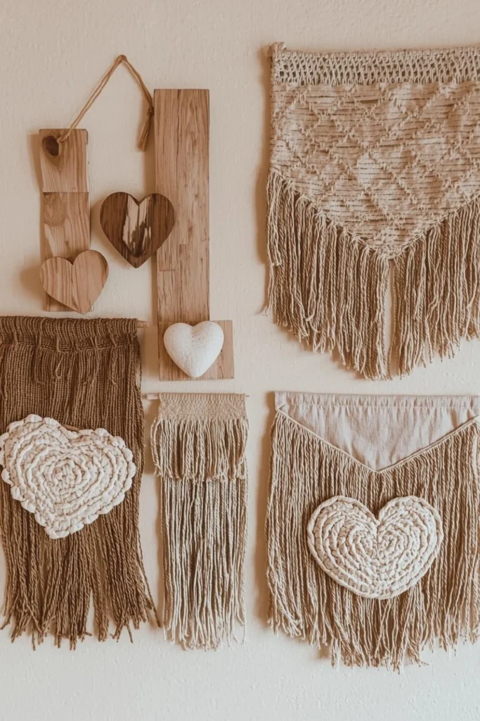 Layered Wall Displays with Hearts and Textures3