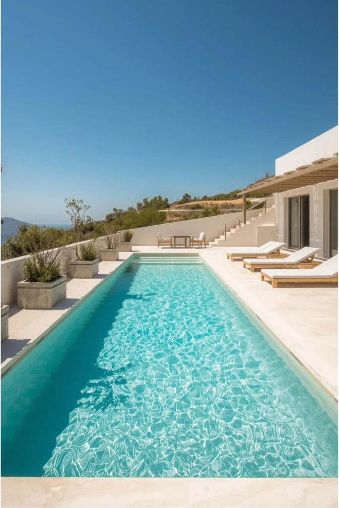 Mediterranean Lap Pool with Sun Deck