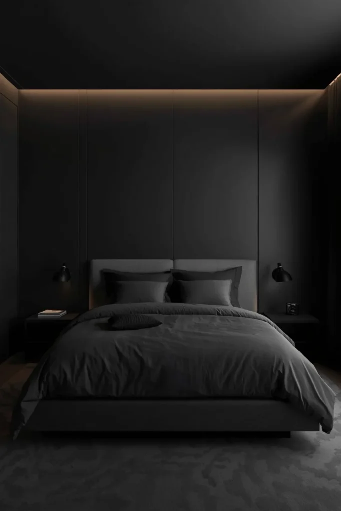 Minimal Dark Bedroom with Clean Lines