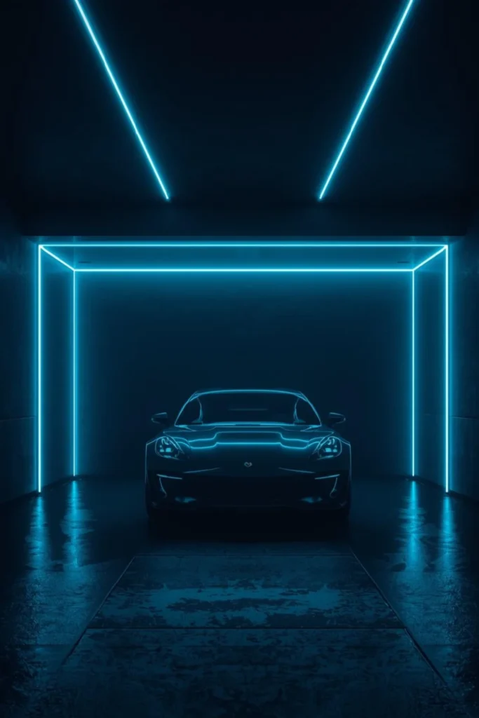 Neon Accent Garage for Night Impact