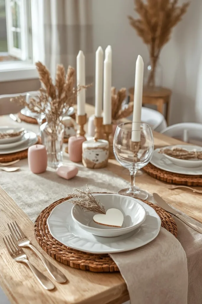 Neutral Valentine Tablescapes with Rustic Charm 3