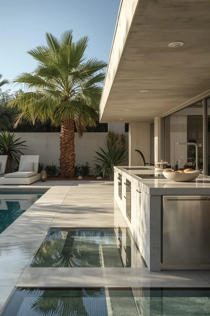 Poolside Concrete Outdoor Kitchen Escape 1