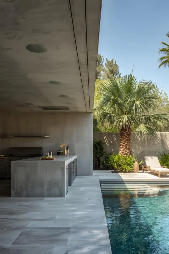 Poolside Concrete Outdoor Kitchen Escape 2
