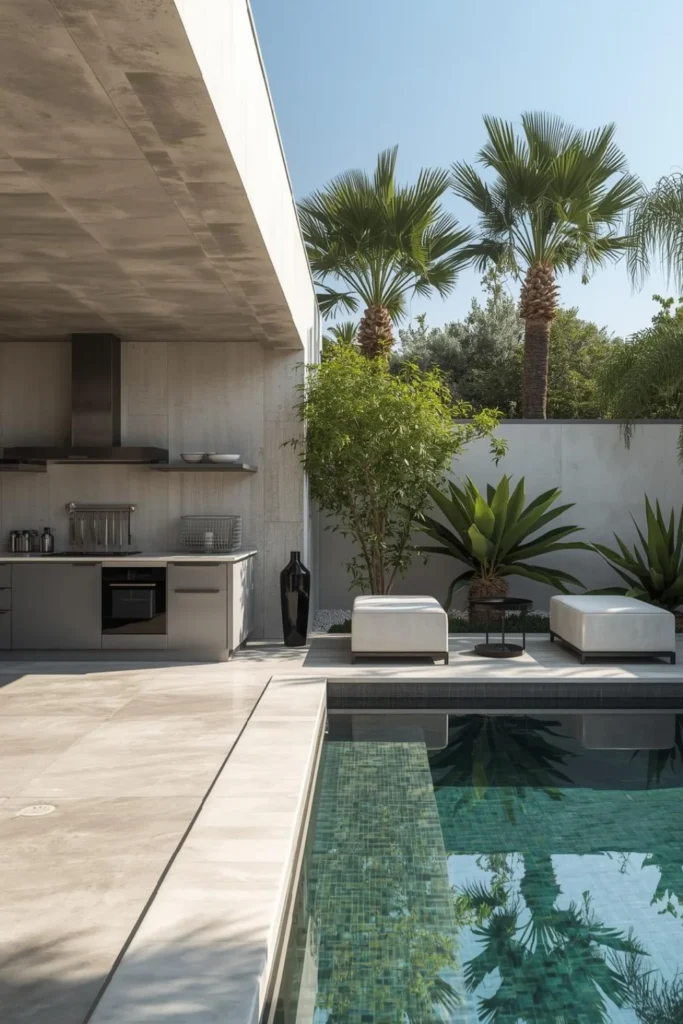 Poolside Concrete Outdoor Kitchen Escape 3