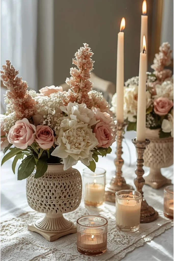 Romantic Floral Centerpieces with Vintage Charm 1