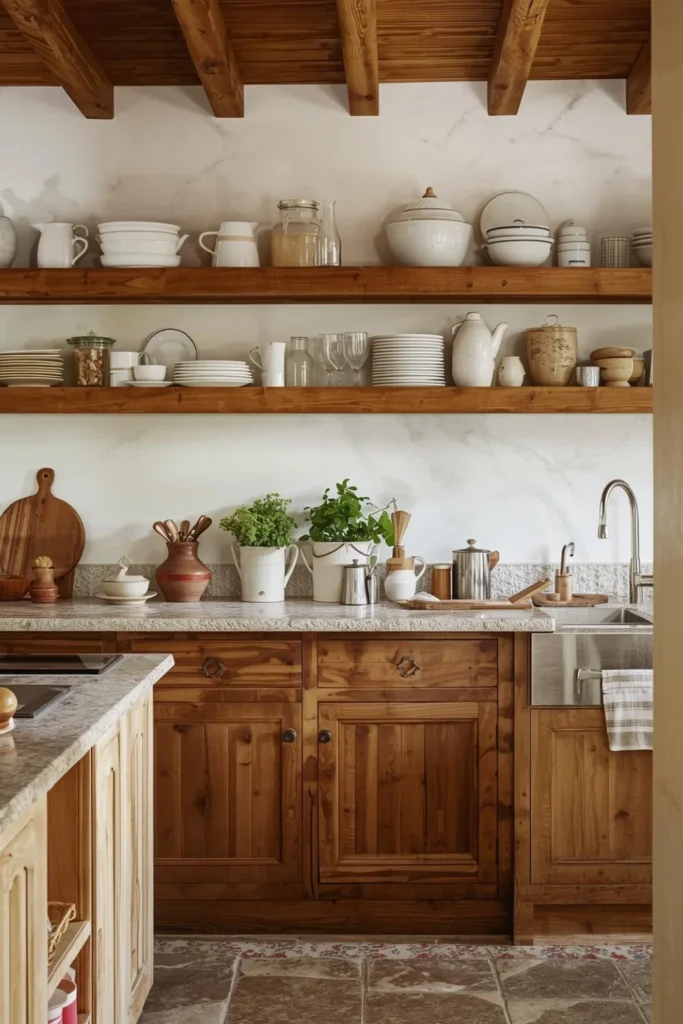 Rustic Kitchens with Open Shelving