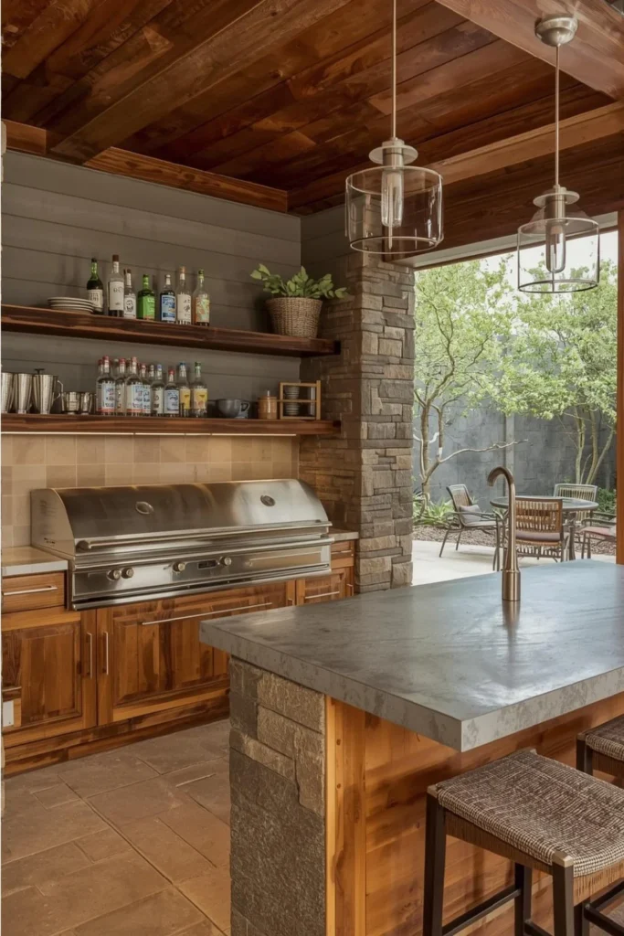 Rustic Modern Outdoor Kitchen with a Concrete Twist 1