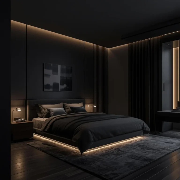 Sleek dark modern male bedroom