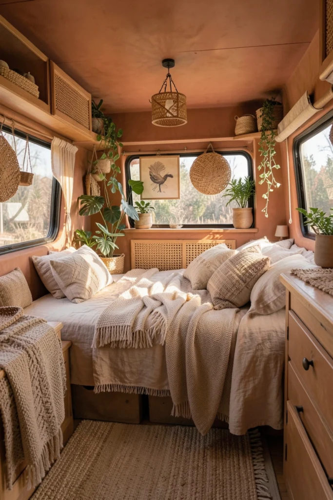 Small Campervan Interior with Earthy Boho Energy2