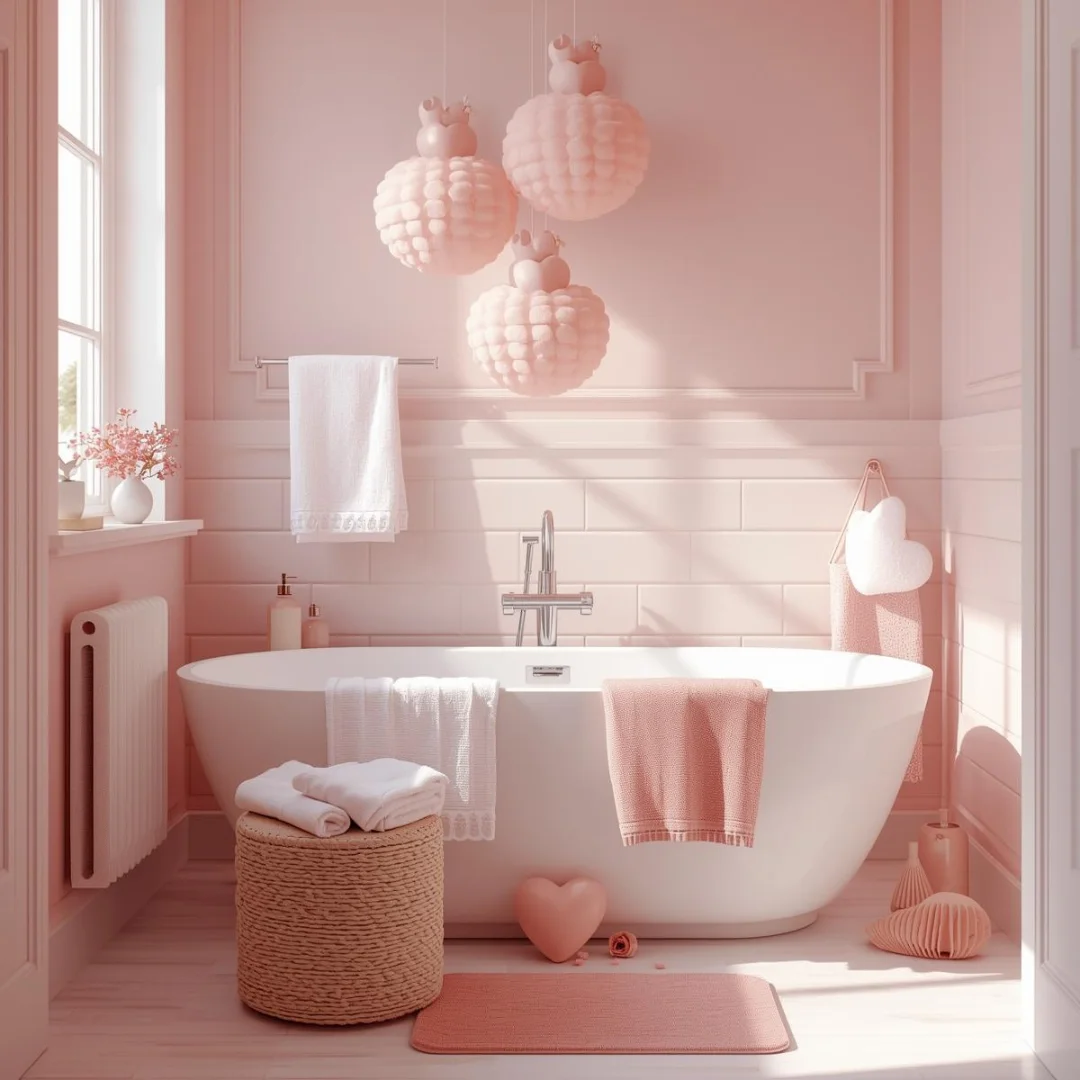 cozy Valentine themed bathroom