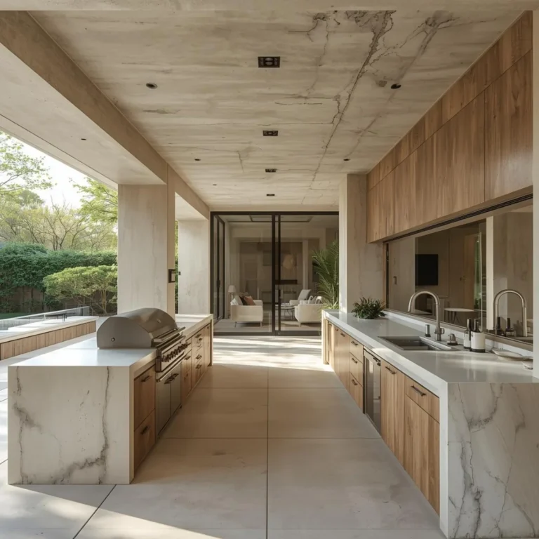 luxury concrete outdoor kitchen
