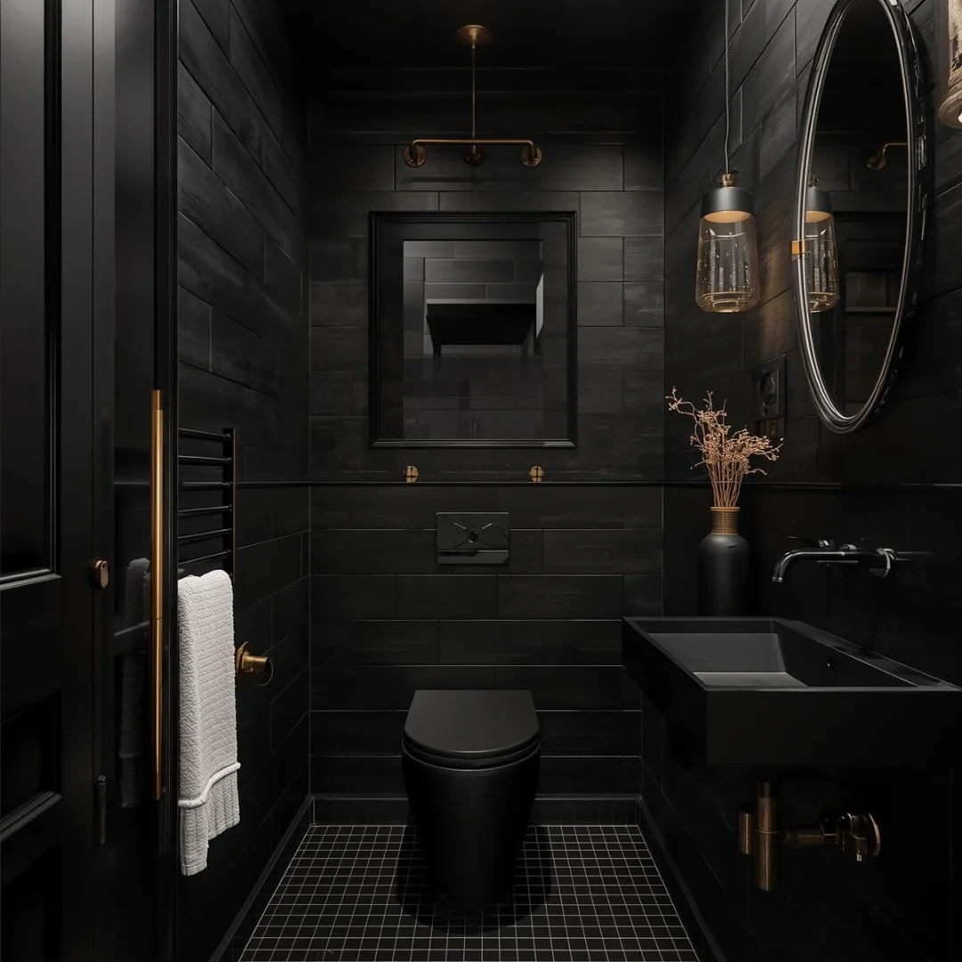 small all-black bathroom