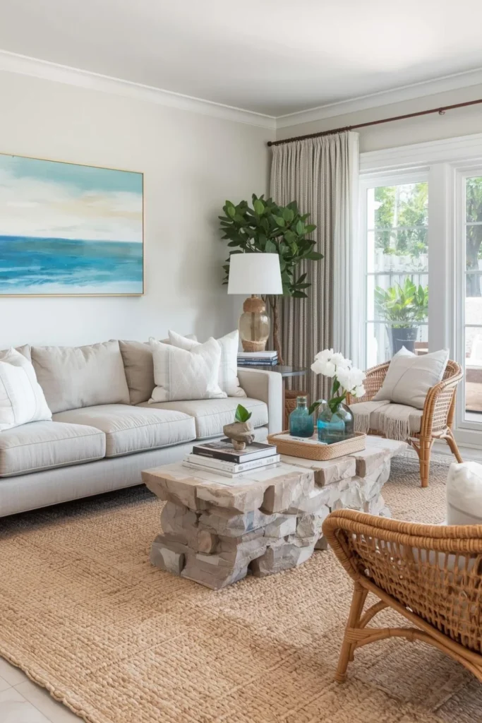 Beach House Living Room With Laid Back Layers1