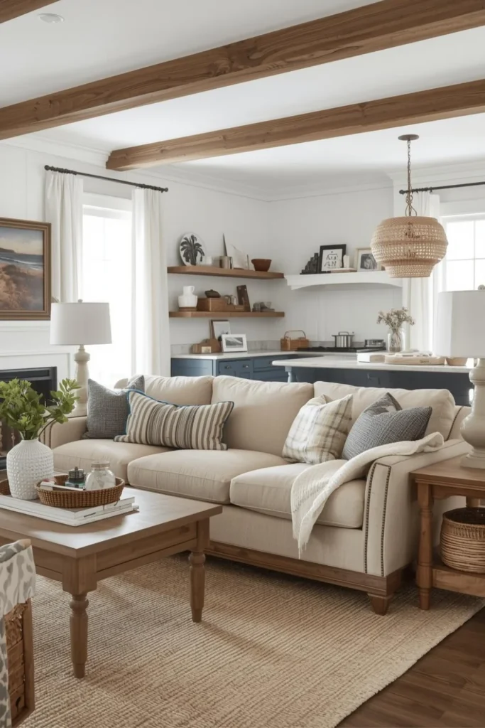 Beach Inspired Living Room With Farmhouse Charm1