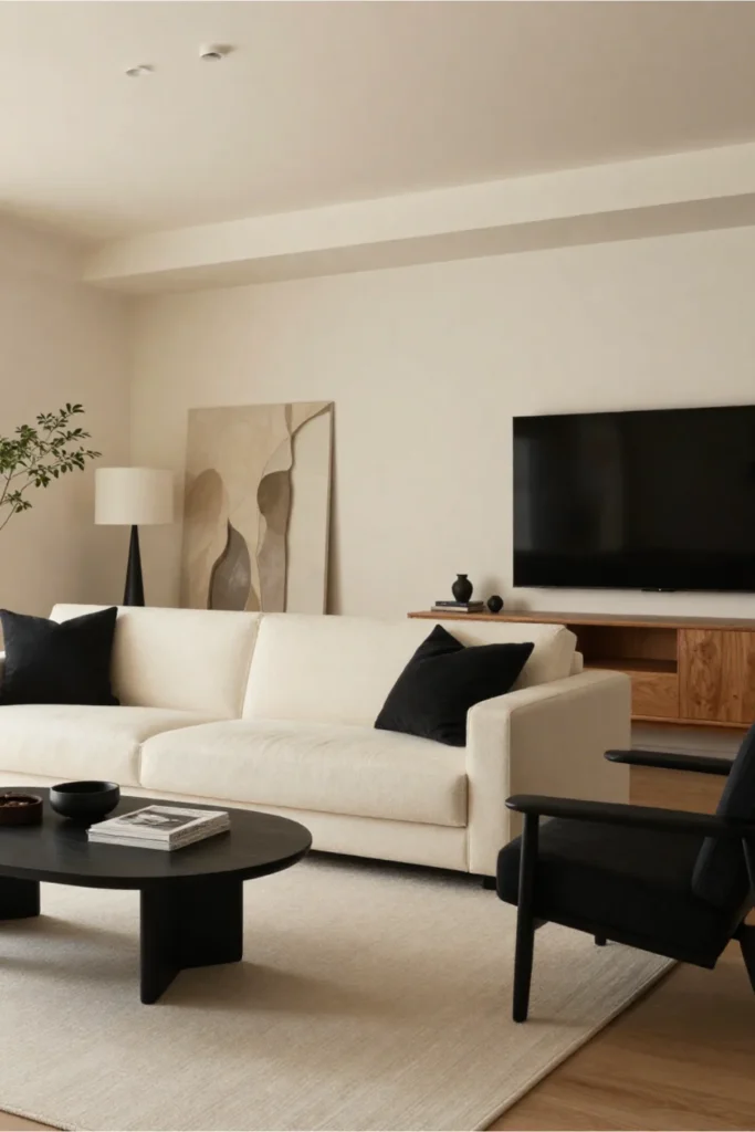 Black Accents in a Cream and Wood Space2