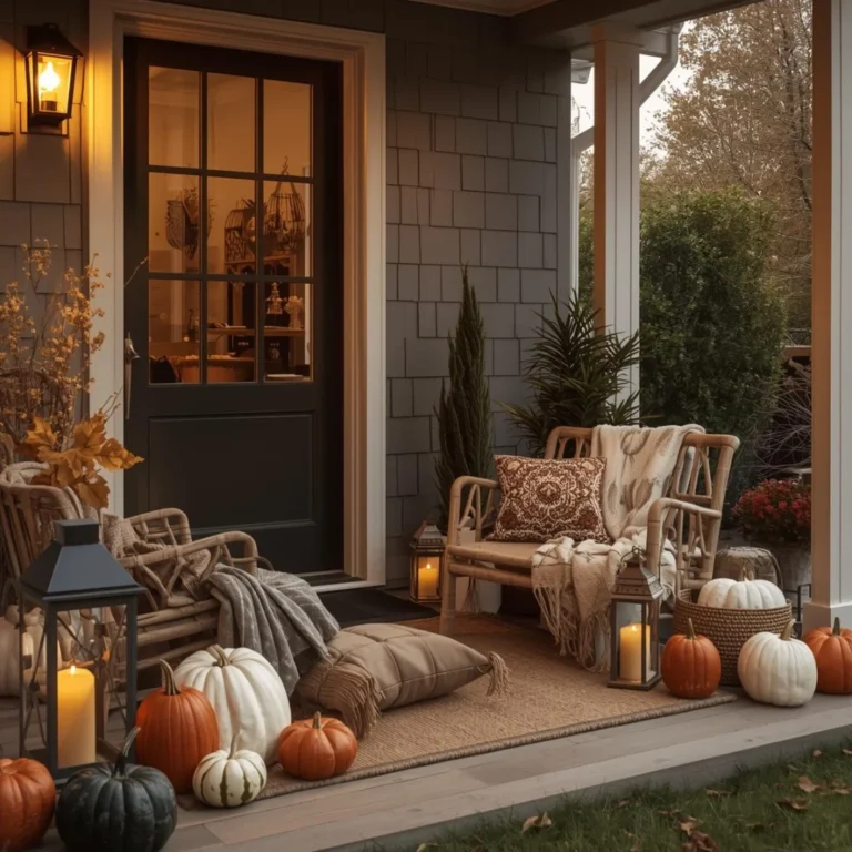 cozy fall porch and garden