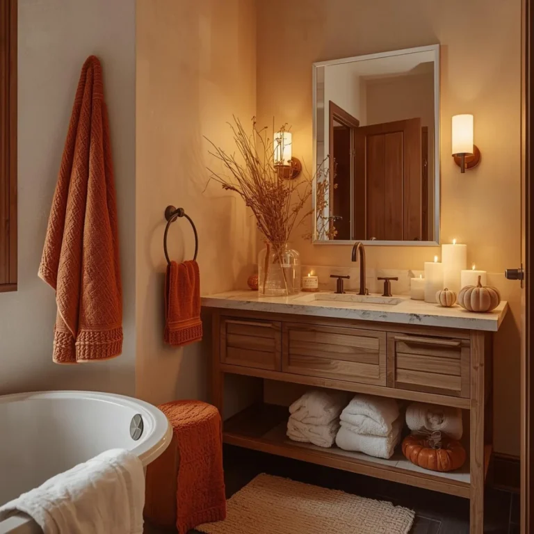 fall-themed bathroom