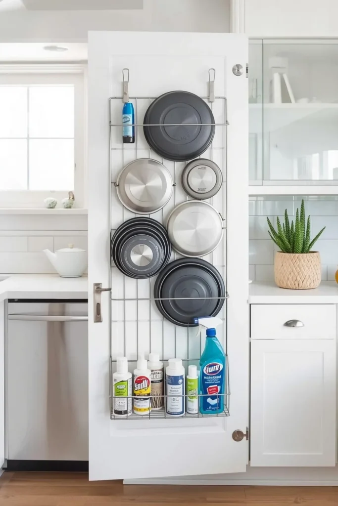 Add a Door Rack for Lids and Cleaning Supplies1