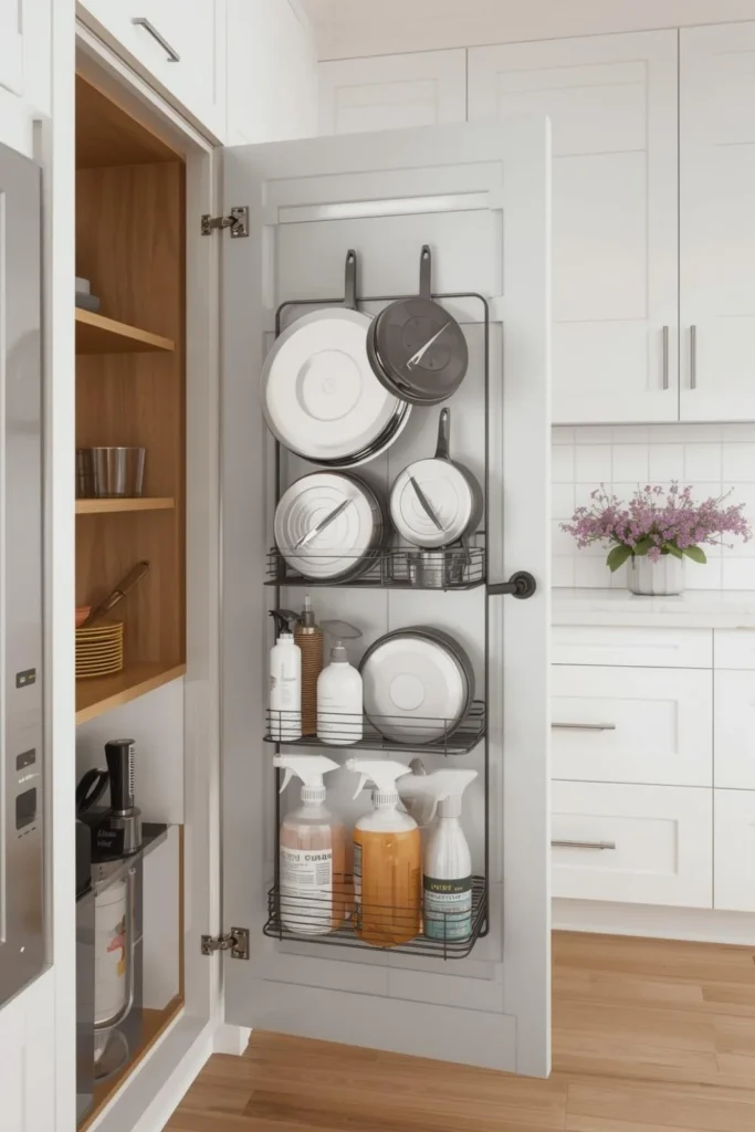 Add a Door Rack for Lids and Cleaning Supplies2