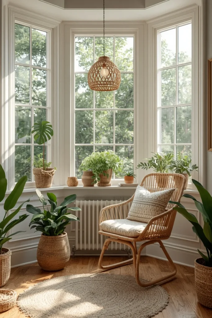 Bright cozy reading corner