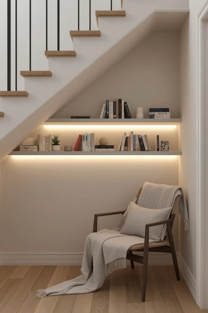Minimalist Nook With Floating Shelves