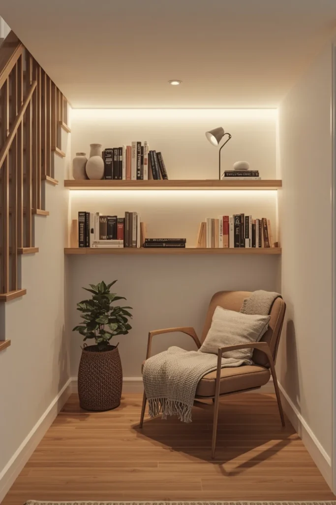Minimalist Nook With Floating Shelves1