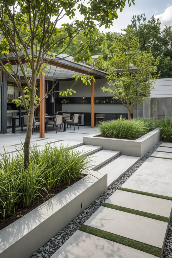 Raised Concrete Patio with Built In Planters1