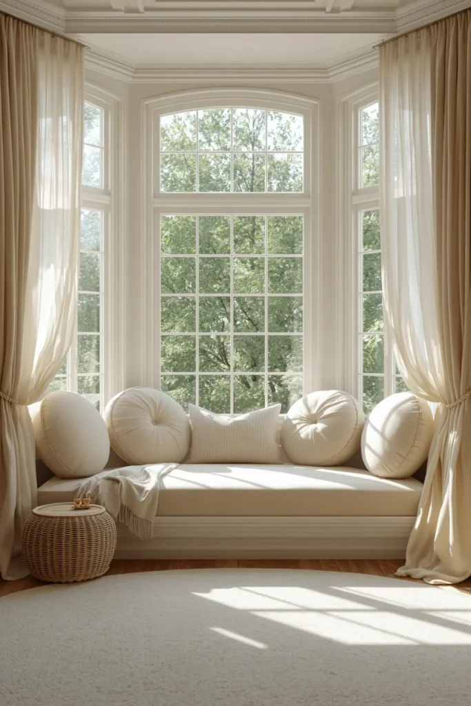 Round Pillow Oasis with Soft Curtains