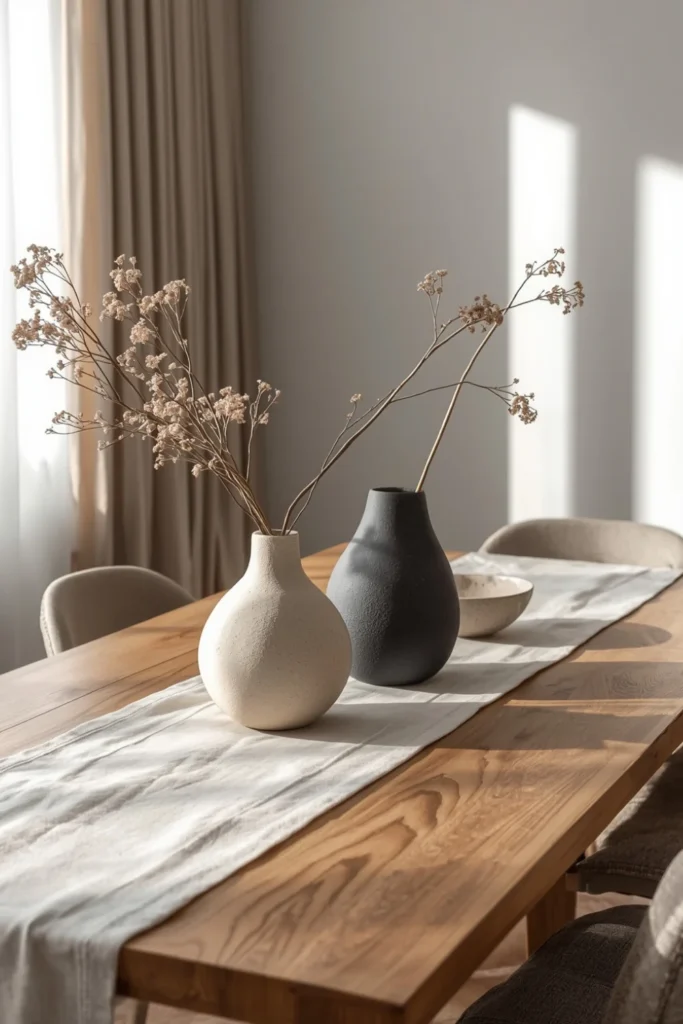 Sculptural Vases on Linen with Soft 1