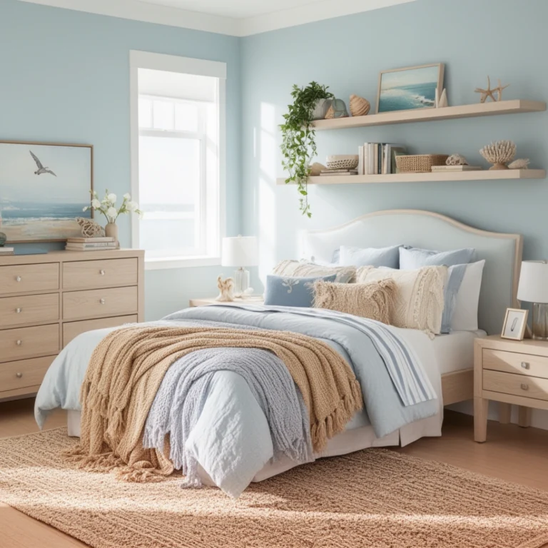 fresh coastal teen bedroom