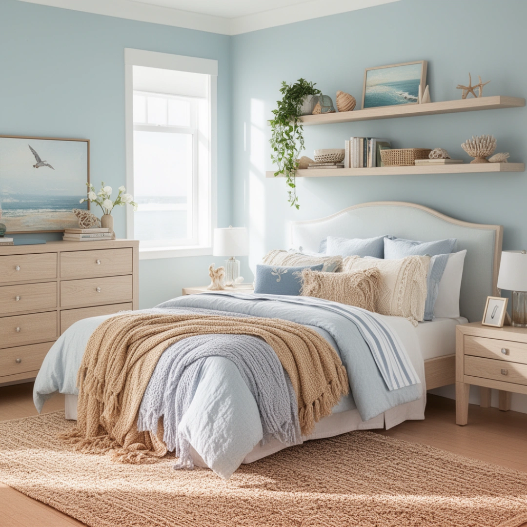 fresh coastal teen bedroom