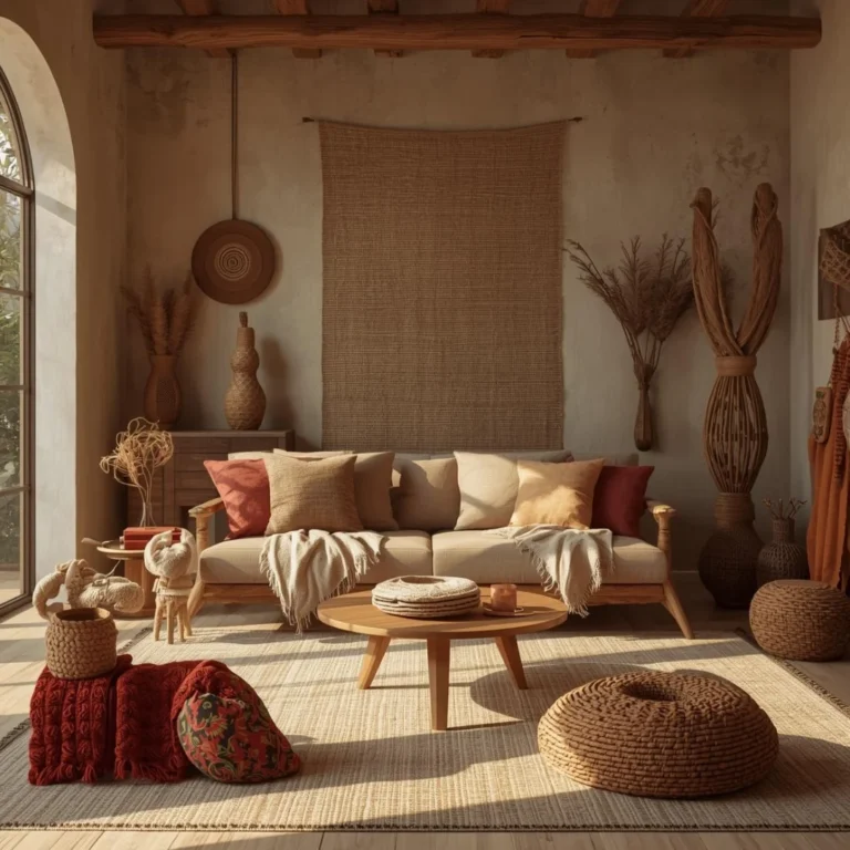 Afro-chic Decor Ideas Using Natural Fibres, Wood & Handmade Art