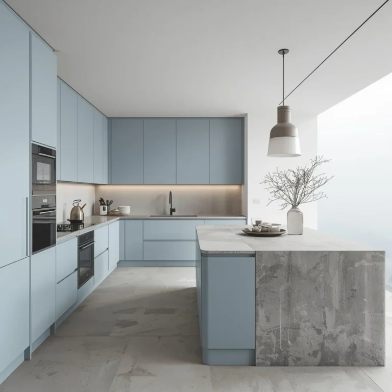 Glacier-inspired Kitchens With Soft Blue & Concrete Neutrals